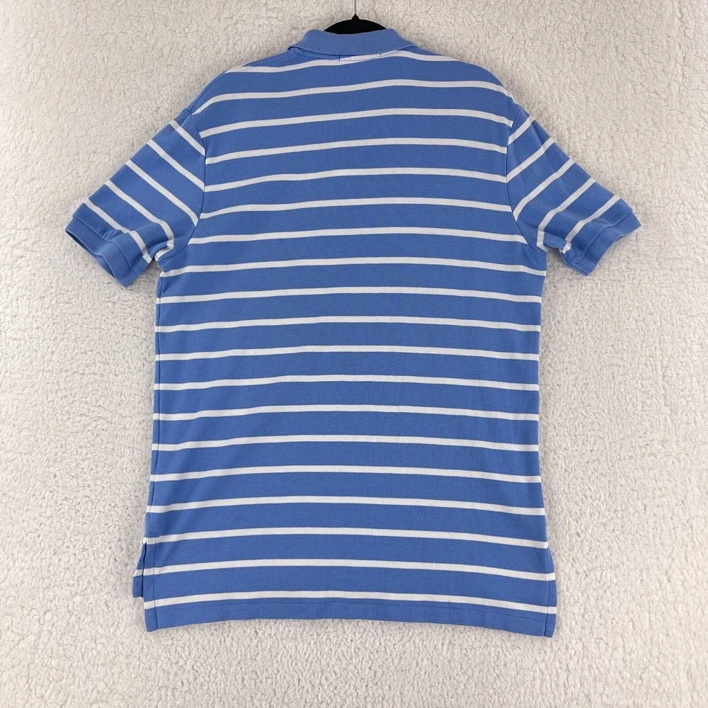Polo Ralph Lauren Blue White Stripe Polo Shirt Mens Short Sleeve Size‎ Large